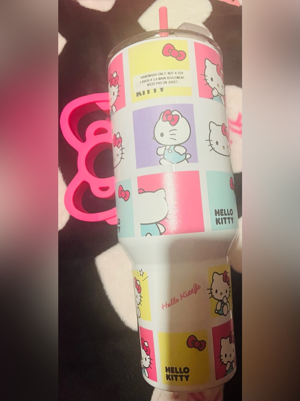 Sanrio Hello Kitty White & Pink Travel Tumbler Bottom Label